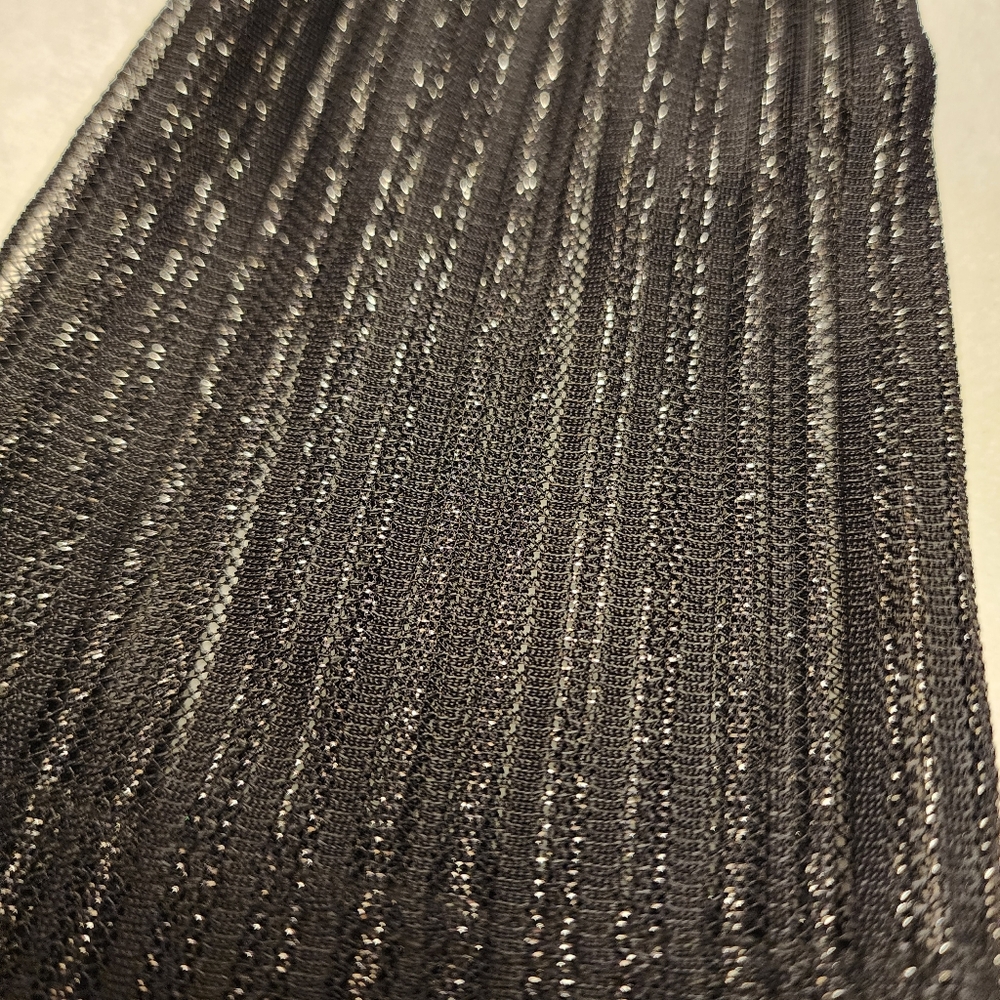 Semi Sheer Black Shimmery Mock Neck Blouse Size L - Picture 8 of 11